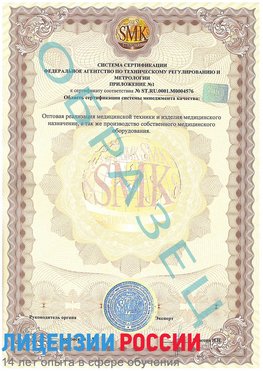 Образец сертификата соответствия (приложение) Тарко-сале Сертификат ISO 13485